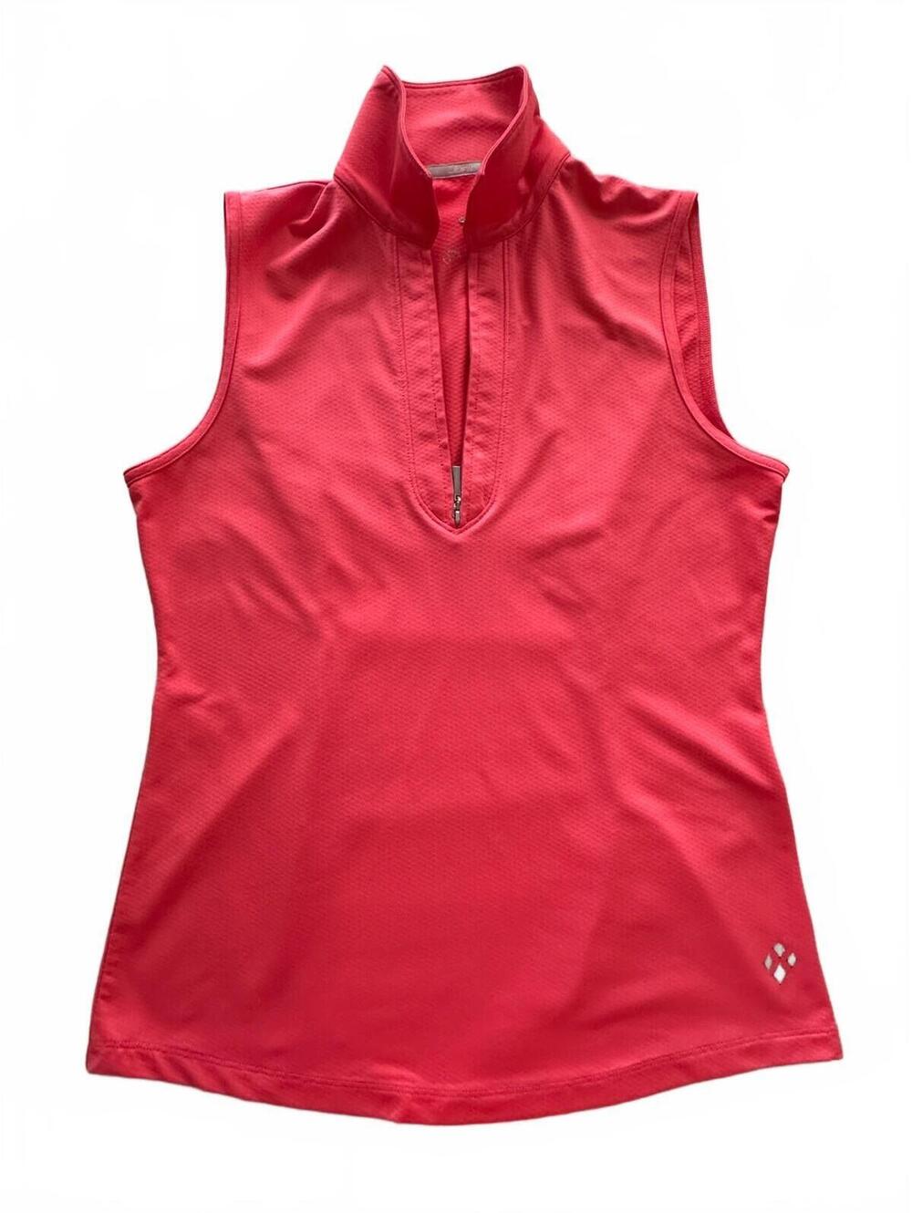 Jofit Women's Sleeveless Athletic Golf Polo Shirt in Coral